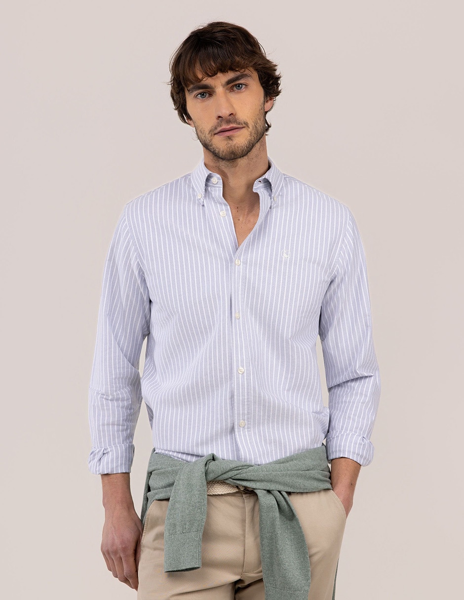 Camisa casual de algodón manga larga para hombre