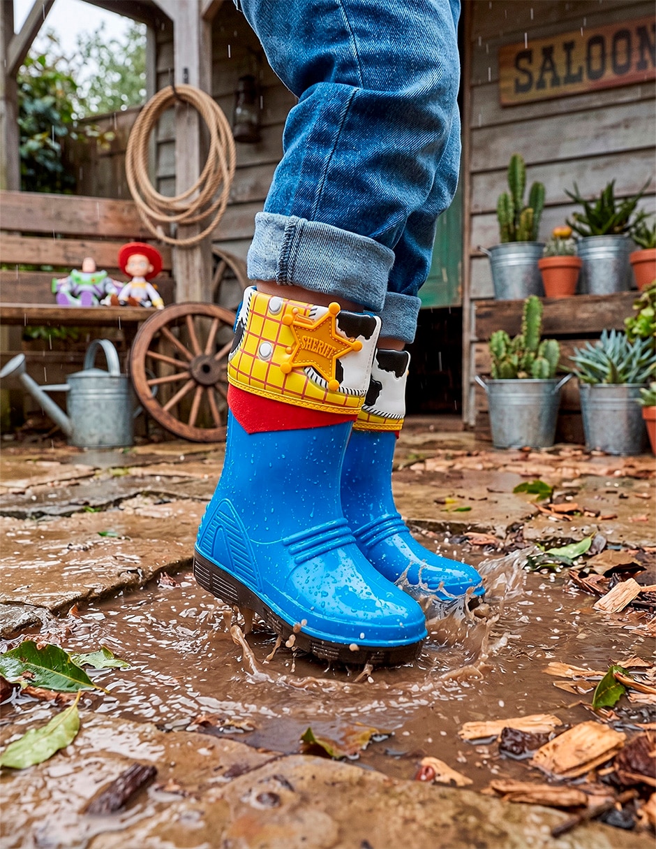 Bota de lluvia waterproof sheriff woody para niño
